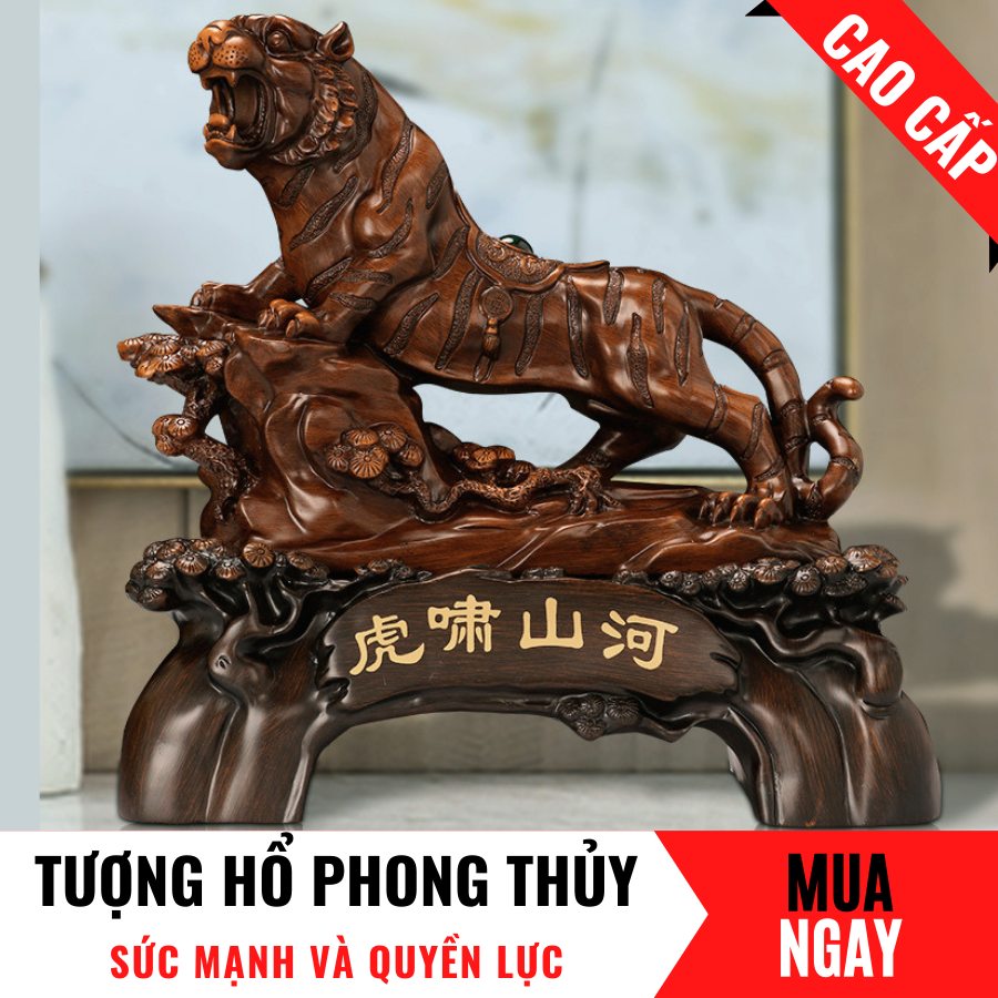 Tượng Hổ Con Giáp Quyền Lực Trang Trí Phong Thủy Cao 32cm