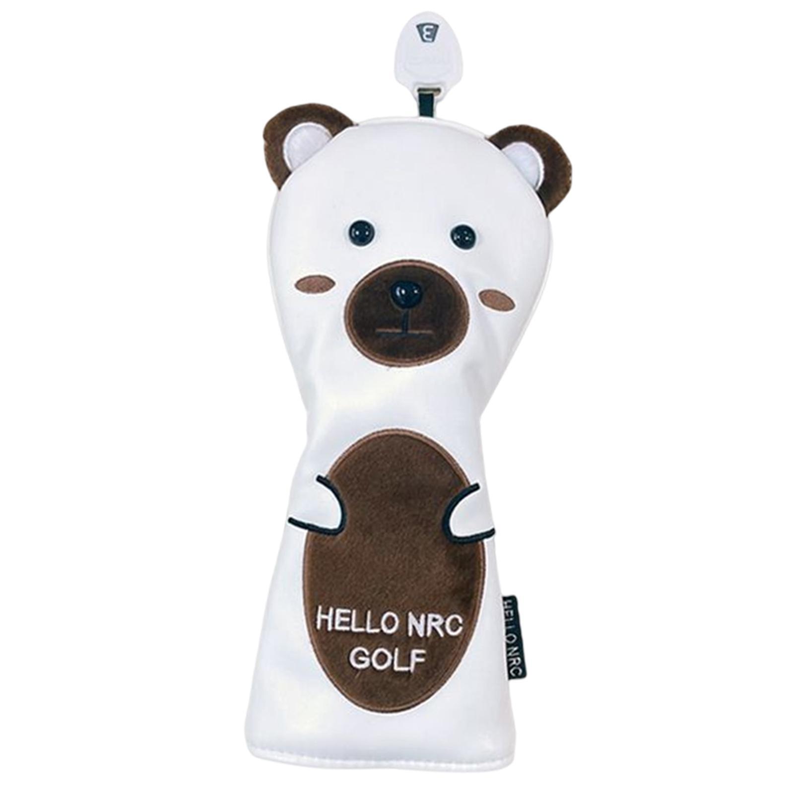 Golf Club Head Cover PU Leather Brown Bear Waterproof Driver Hybrid Fairway Cover