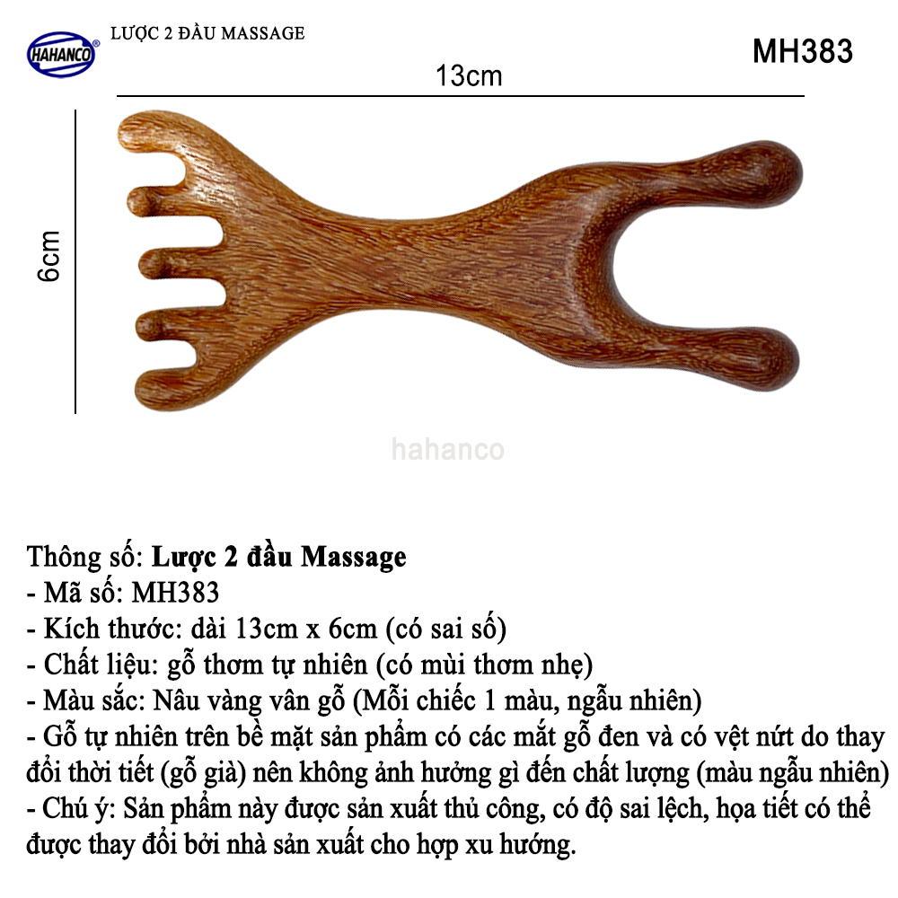 Lược Châm Cứu Hươu Bằng Gỗ Gõ Đỏ HAHANCO Giúp Lưu Thông Máu Mát Xa Toàn Thân - MH383