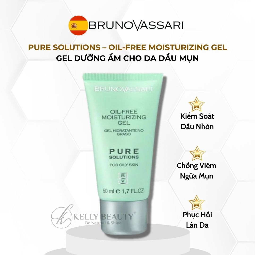 Gel Dưỡng Ẩm Cho Da Dầu Mụn Pure Solutions Oil-Free Moisturizing Gel - Bruno Vassari | Kelly Beauty