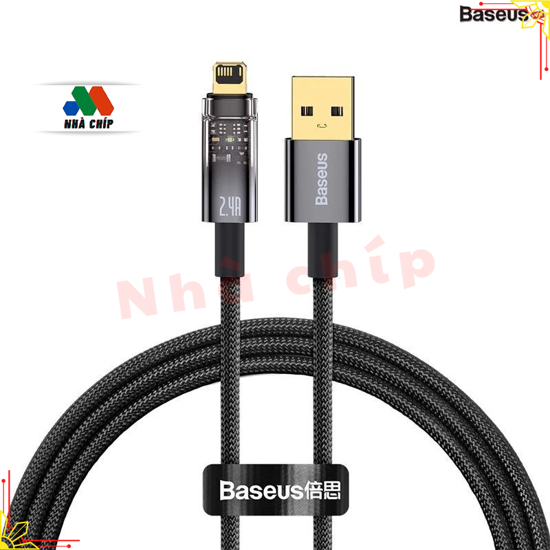 Cáp Sạc nhanh 2.4 A tự ngắt Gen2 Baseus Explorer Series dùng cho ipad, iPhone 13,12,11promax (USB to IP, Auto Power-Off, 2.4A Fast Charging & Data Cable)- Hàng chính hãng