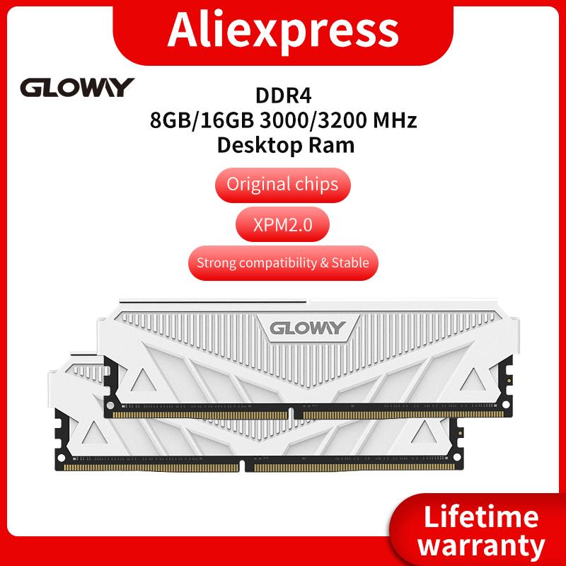 Gloway G1 Series DDR4 RAM 8GB Bộ nhớ máy tính để bàn PC 2X8GB 3000MHZ 3200mhz DIMM với Tản nhiệt với Memoria Ram hiệu suất cao DDR4