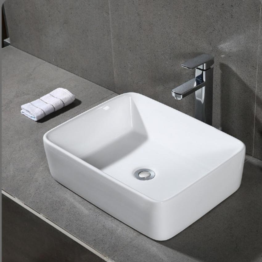 Chậu lavabo rửa mặt đặt bàn đá C399A men nano kháng khuẩn (Tặng bộ xiphong chun thoát nước 49k)