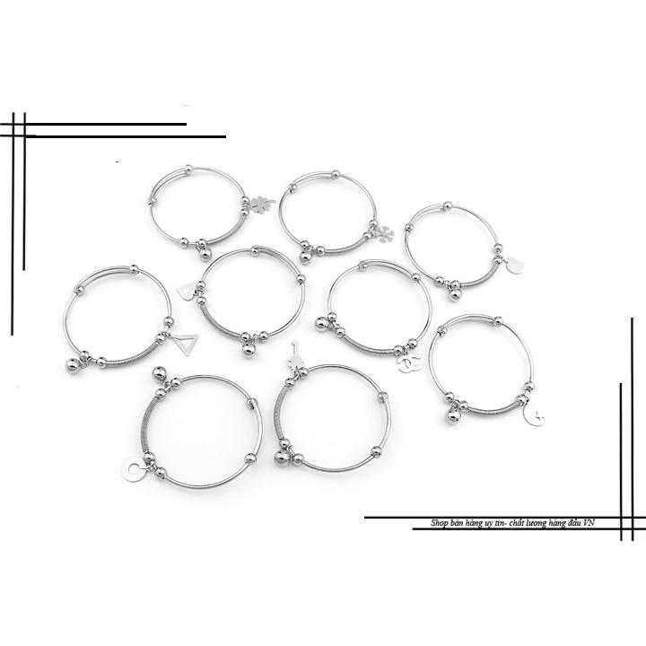 Lắc tay inox nữ, Vòng tay nữ kèm phụ kiện trái táo thời trang thép không gỉ- LTQC05