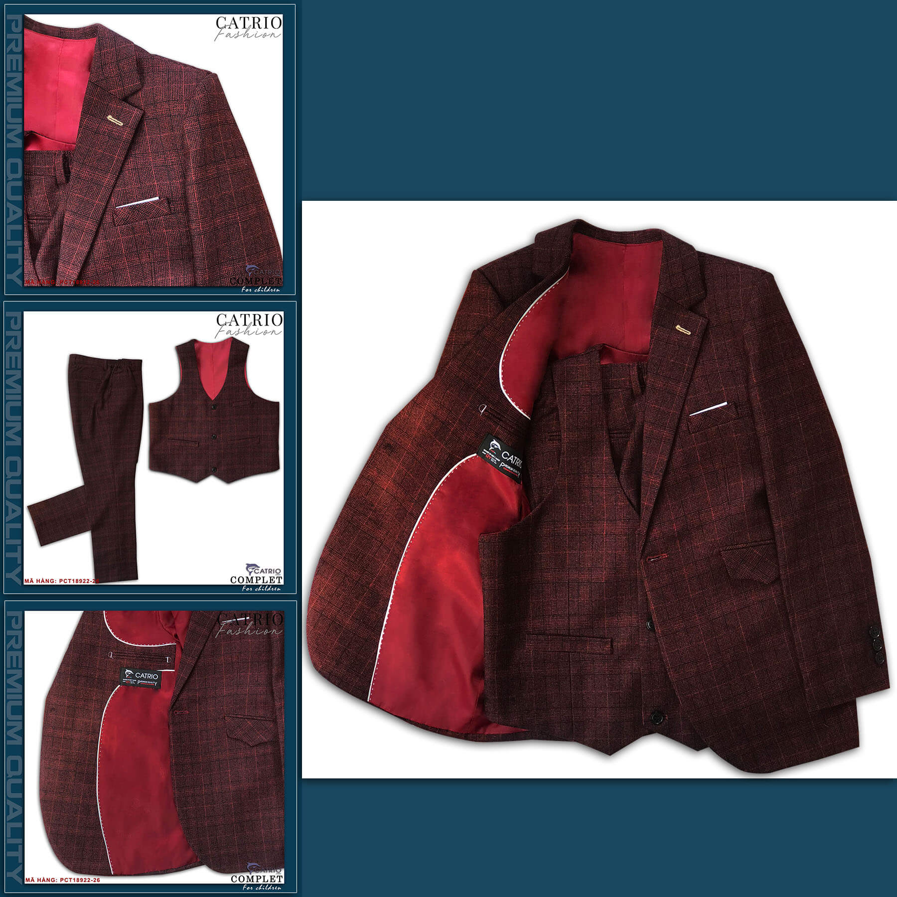 BỘ VEST BÉ TRAI CATRIO PCT18922/26 LÀ BỘ COMPLET TRẺ EM từ 2 tuổi đến 12 tuổi phù hợp ngày lễ tết, tiệc cưới thuộc BST quần áo complet veston trẻ em CATRIO mùa thu đông 2021
