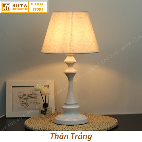 Đèn Ngủ Để Bàn Thép HUTA T2 Cao Cấp Sang Trọng, Decor Trang Trí Phòng Ngủ, Khách Sạn, Điều Chỉnh Độ Sáng, Bóng Led Sáng Vàng Tiết Kiệm Điện