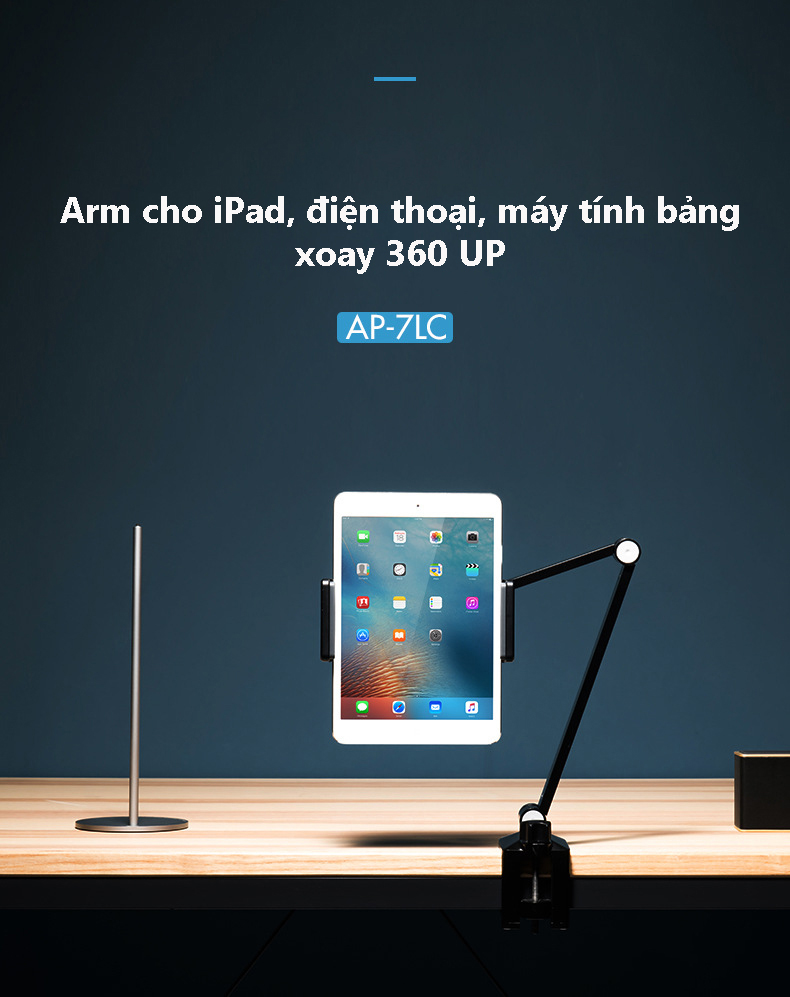 Giá Đỡ dành cho iPad, Điện Thoại, Máy Tính Bảng Xoay 360 UP - AP-7LC - Hàng Nhập Khẩu