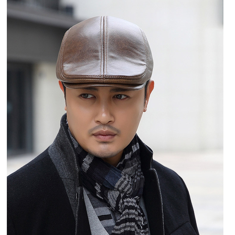 Mũ nồi da thật, nón beret big size cỡ lớn cho nam đầu to (chu vi 61-63cm), Big beret cap for big head - PK023