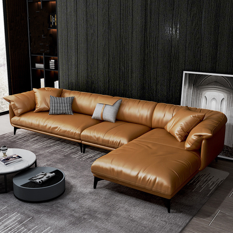 Ghế Sofa Góc L Bọc Da Cao Cấp Cho Phòng Khách Kích Thước 3m5 x 1m8