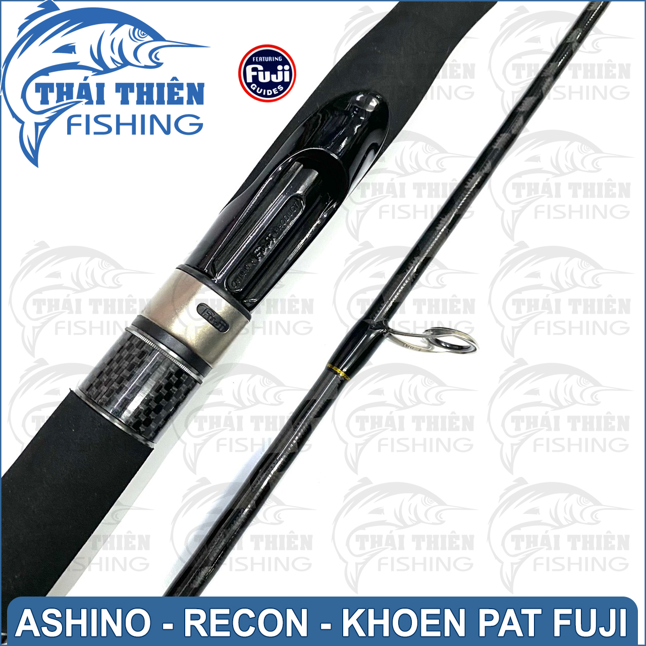 Cần Lure Ashino Recon 2 Khúc Máy Đứng Khoen Pat Fuji Phôi Carbon Xoắn Thân Rỗng Cán Hở Dòng