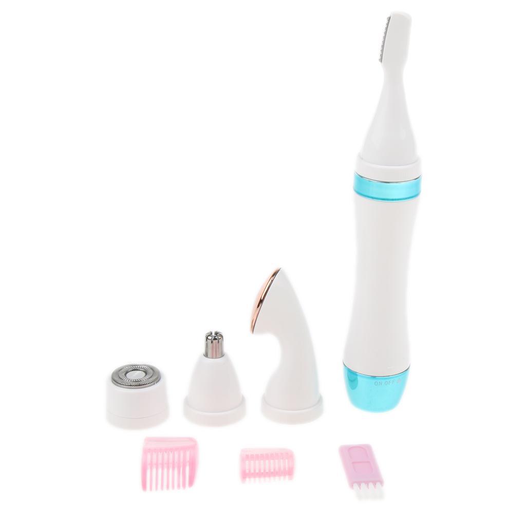 4 In 1 Electric Face Nose Leg Bikini Eyebrow Hair Remover Face Toning Massage Skin Lifting Device Set