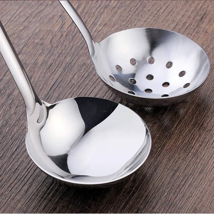 Bộ muôi đặc, muôi thủng , xẻng lật  inox 304 cán dài chống gỉ cao cấp