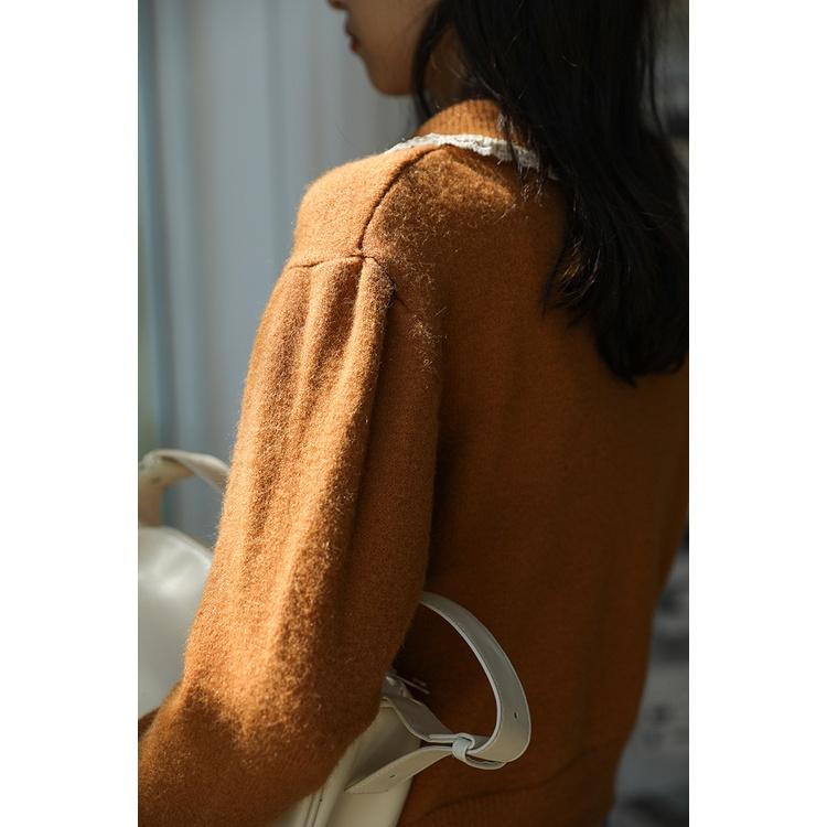 Áo Khoác Len Nữ Cam Viền Ren 788