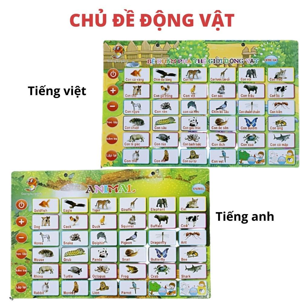 Bảng đọc thông minh 5 chủ đề cho bé - Song ngữ Việt Anh