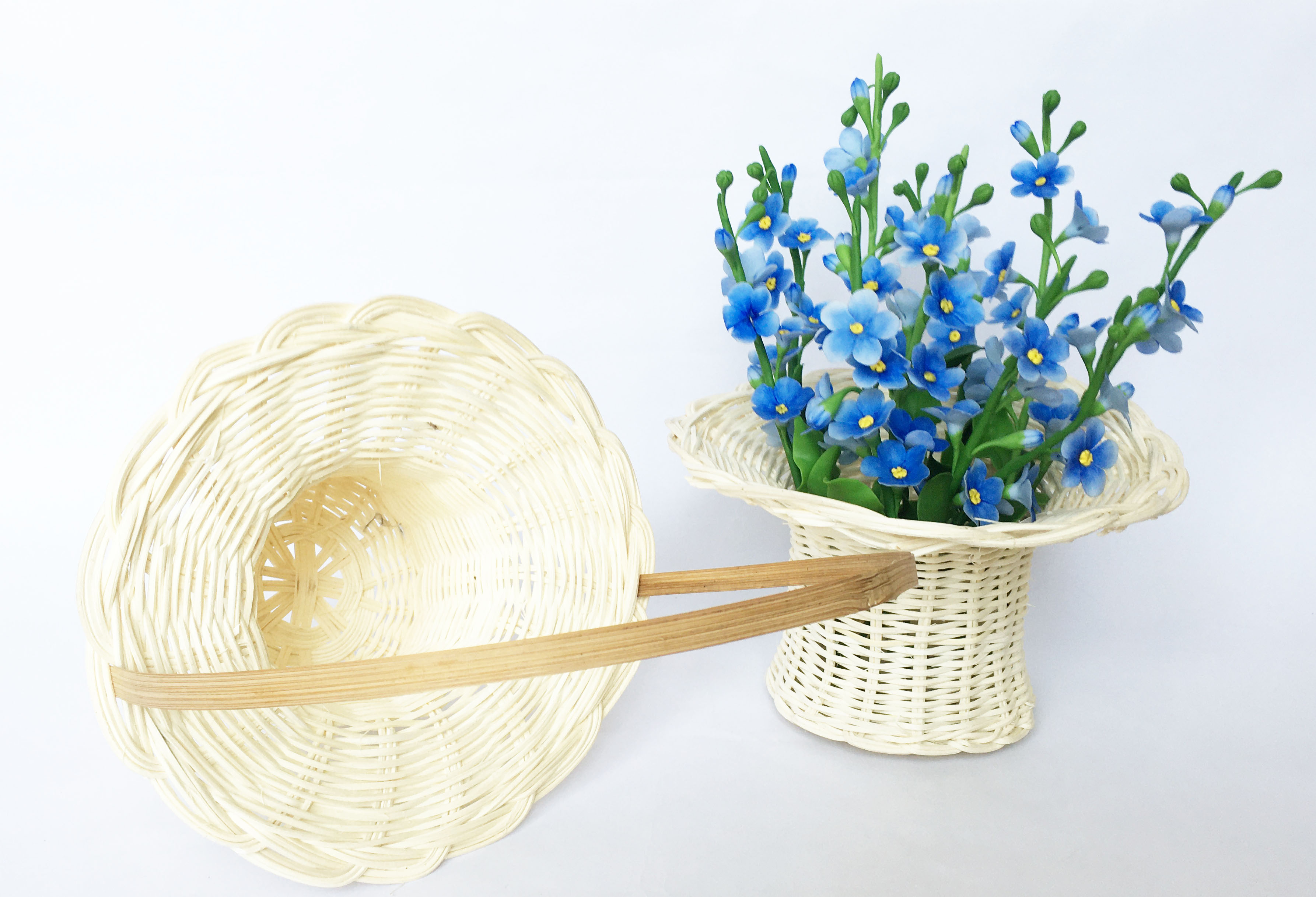 Lẵng hoa mây giỏ đan bằng mây tự nhiên KT M23xĐ13xC12cm  cắm hoa, decor, trang trí bằng mây