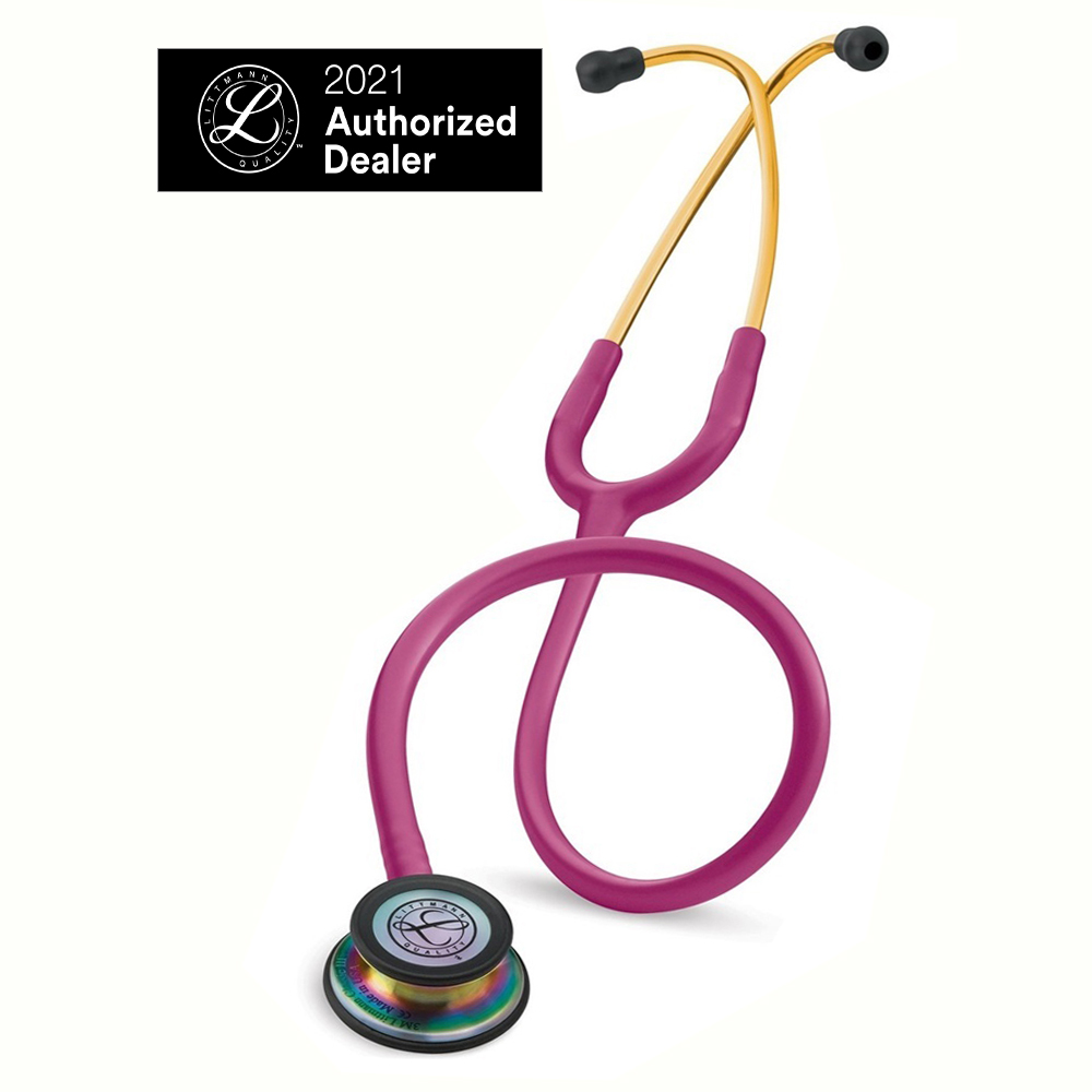 Ống nghe 3M Littmann Classic III, Màu đỏ mâm xôi mặt cầu vồng, 27 inch, 5806