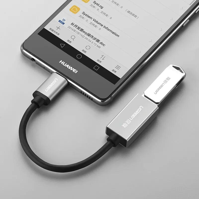 Ugreen UG40326US203TK 15Cm màu Đen Dây USB Type-C hỗ trợ OTG - HÀNG CHÍNH HÃNG