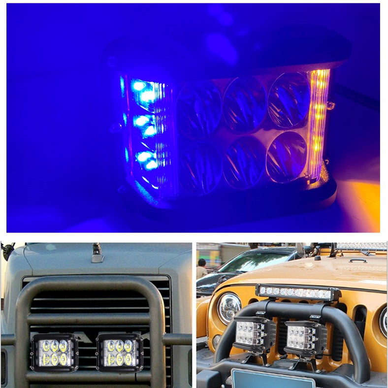 Đèn trợ sáng 6 led 45W kèm chớp poliice xanh đỏ 2in1 lắp các loại xe máy ô tô mẫu mới hàng vip, Đèn led trang trí xe máy ô tô