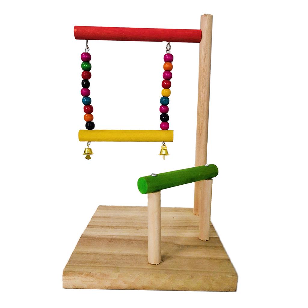 Pet  Parrot Bird Climb Stand Perch Stand Wooden Birds Chew Cage Swing Toys