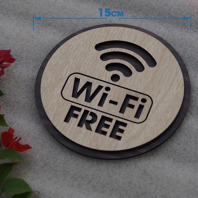 Bảng Gỗ Decor Quán Free Wifi trang trí cao cấp hiện đại khắc theo yêu cầu ( tặng kèm dây treo