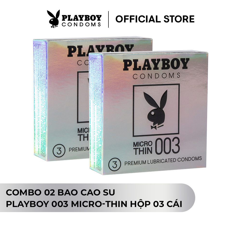 Bộ 2 Bao Cao Su PLAYBOY 003 MICRO-THIN Hộp 3 Cái