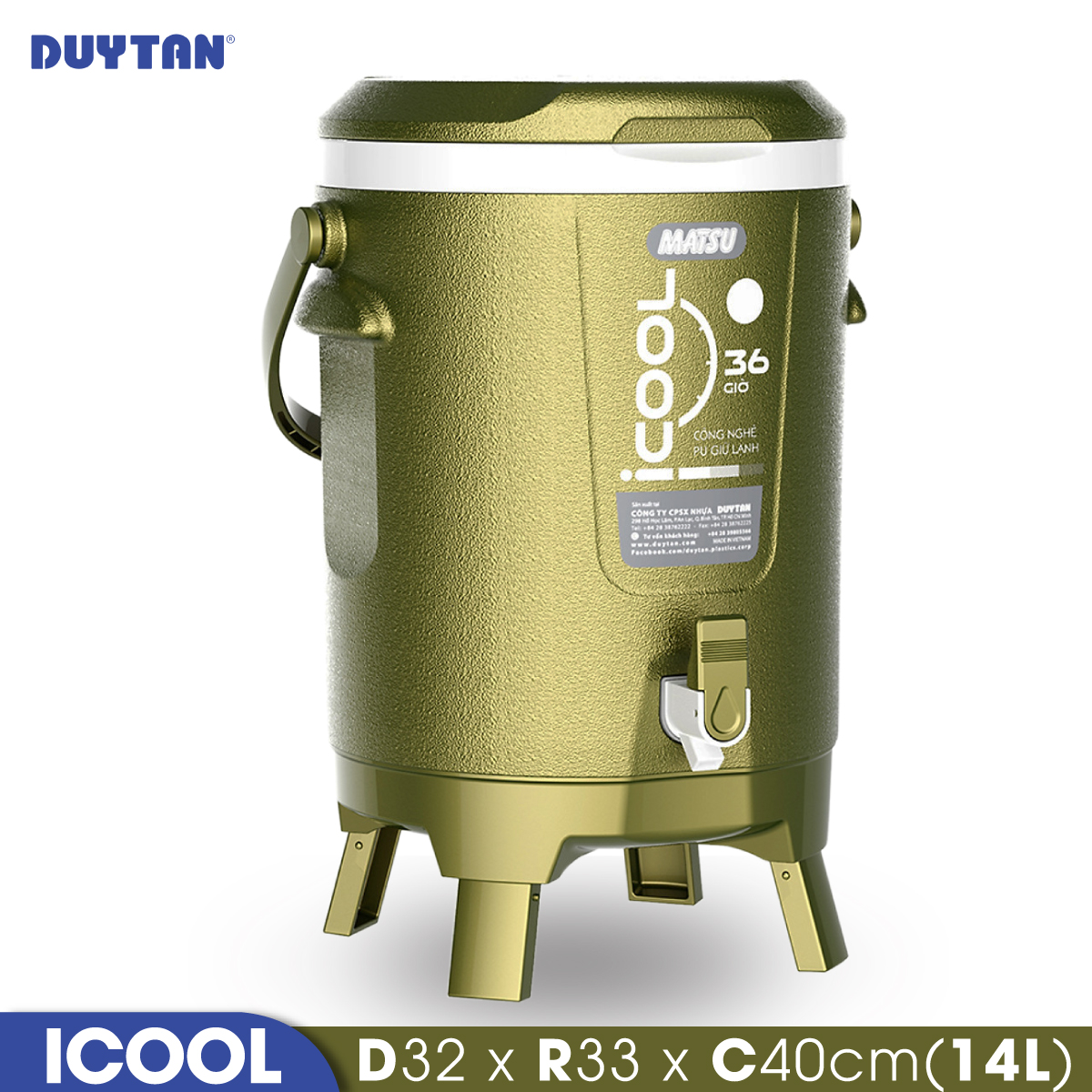 Bình đá giữ nhiệt nhựa Duy Tân Icool 14 lít - 05295 - Hàng chính hãng