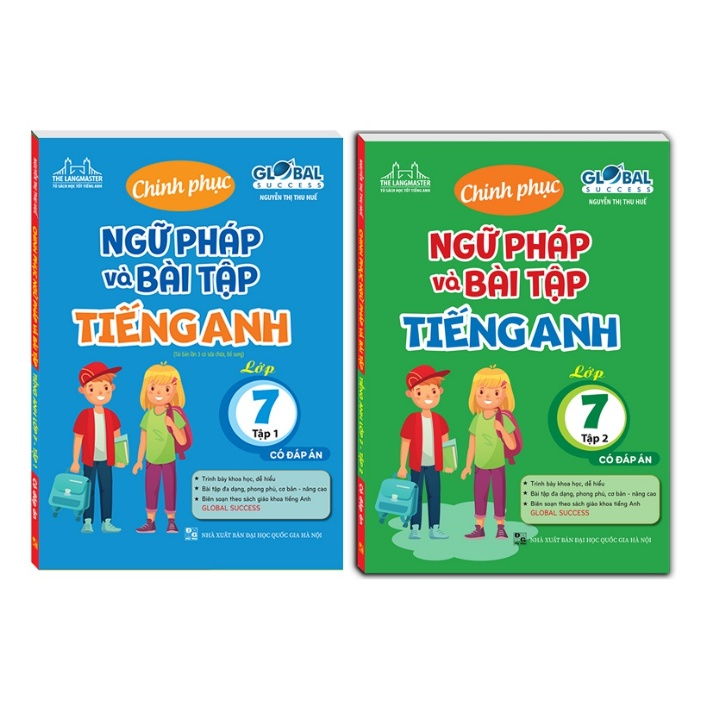 Sách - Combo 2 cuốn GLOBAL SUCESS - Chinh phục ngữ pháp và bài tập tiếng anh lớp 7 tập 1 + tập 2 (có đáp án)