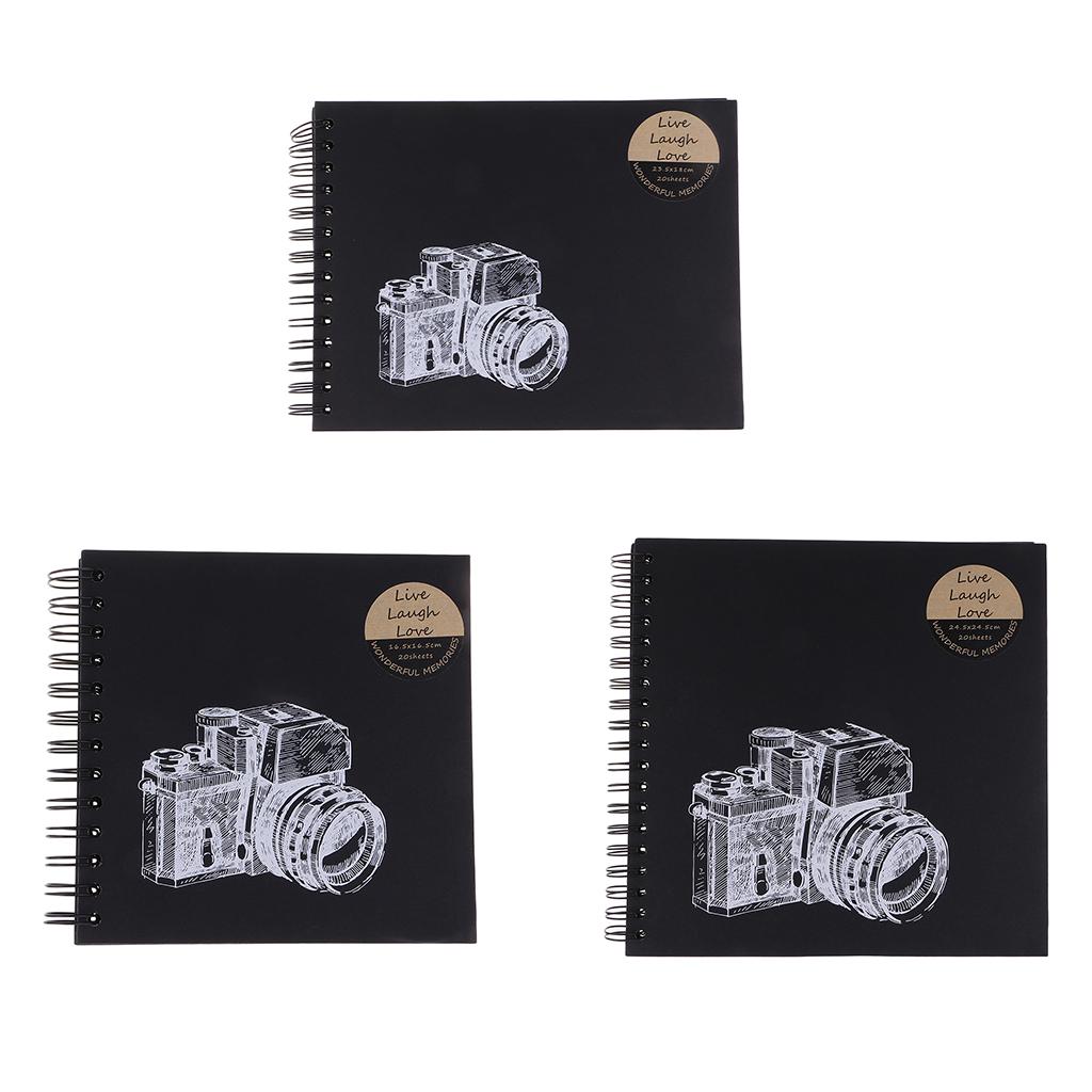 20 Pages Ring Binder Scrapbook Family Memory Photo Album Black 165x165mm