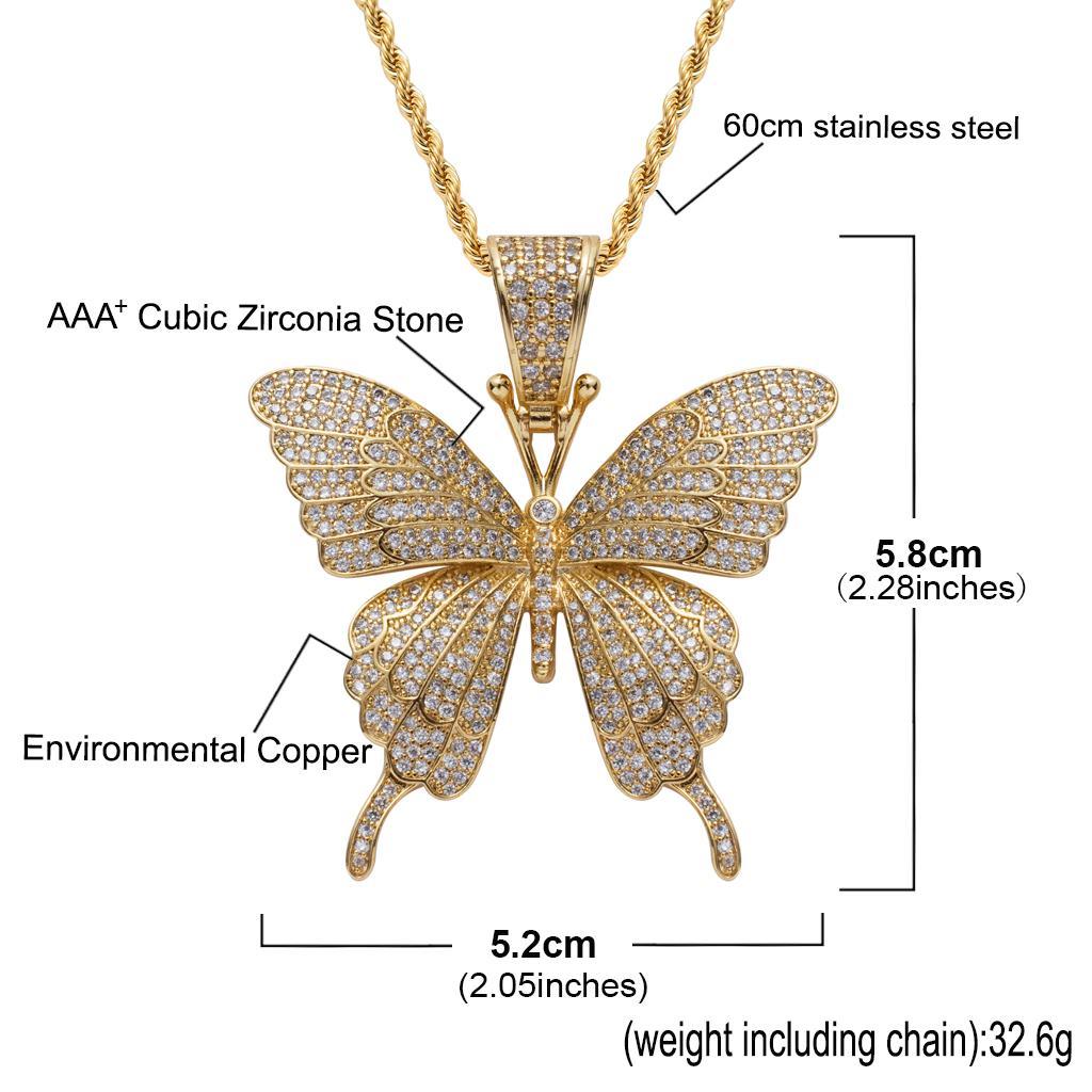 Butterfly Pendant Necklace, Cubic Zirconia Christmas Pendant Jewelry Choker Necklace, Women Party Jewelry