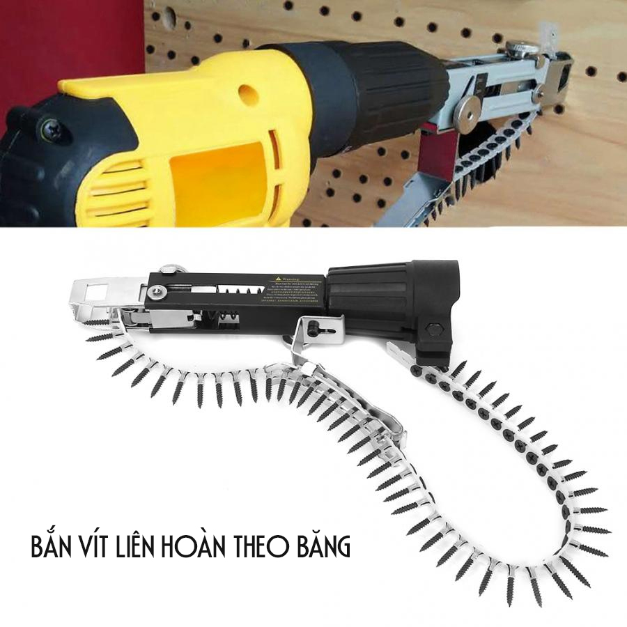 Bộ Đầu Súng Kit Bắn Vít Liên hoàn siêu nhanh lên Gỗ, Ván, Pallet, Thạch Cao – Phụ kiện Lắp Máy Khoan tiết kiệm 30 lần sức lực, tiết kiệm 20% chi phí, gọn gàng siêu tiện dụng
