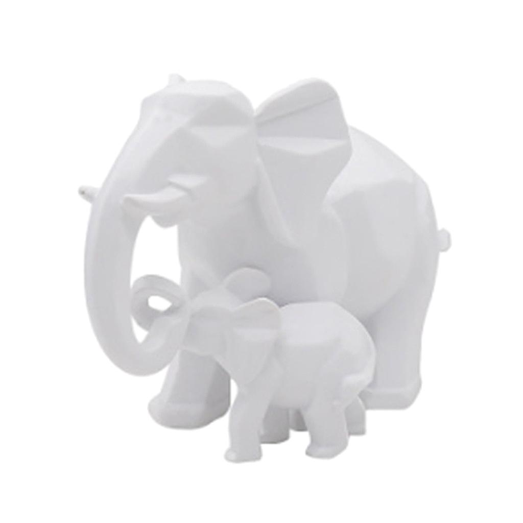 White Mother And Baby Elephant Statue/ Figurine Bedroom Home Garden Decor