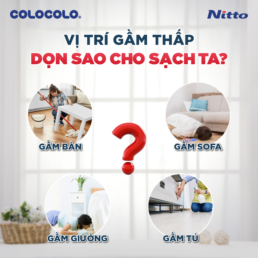 Cây Lăn Bụi Sàn Nhà Đa Năng Cán Dài COLOCOLO - Nhiều Màu