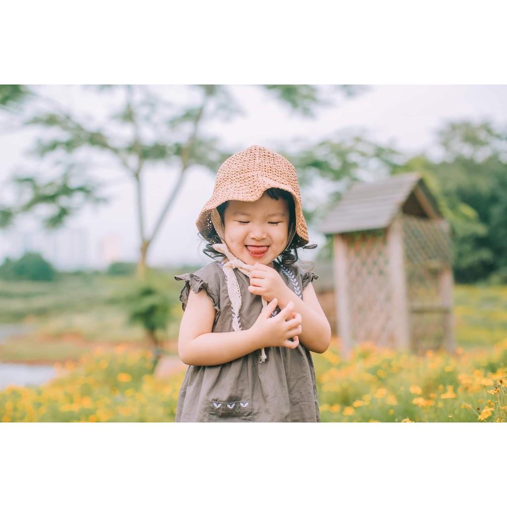 Mũ cói Ajuma cho bé đi biển, dã ngoại, đi chơi