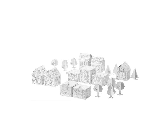 Bộ mô hình nhà cửa bằng bìa cứng - thủ công cho bé