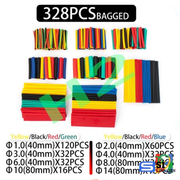 Bộ hộp ống gen co nhiệt, tui co nhiệt cách điện, nhiều màu, nhiều cỡ, các form size Túi 328pcs, túi 530pcs, Hộp 580p