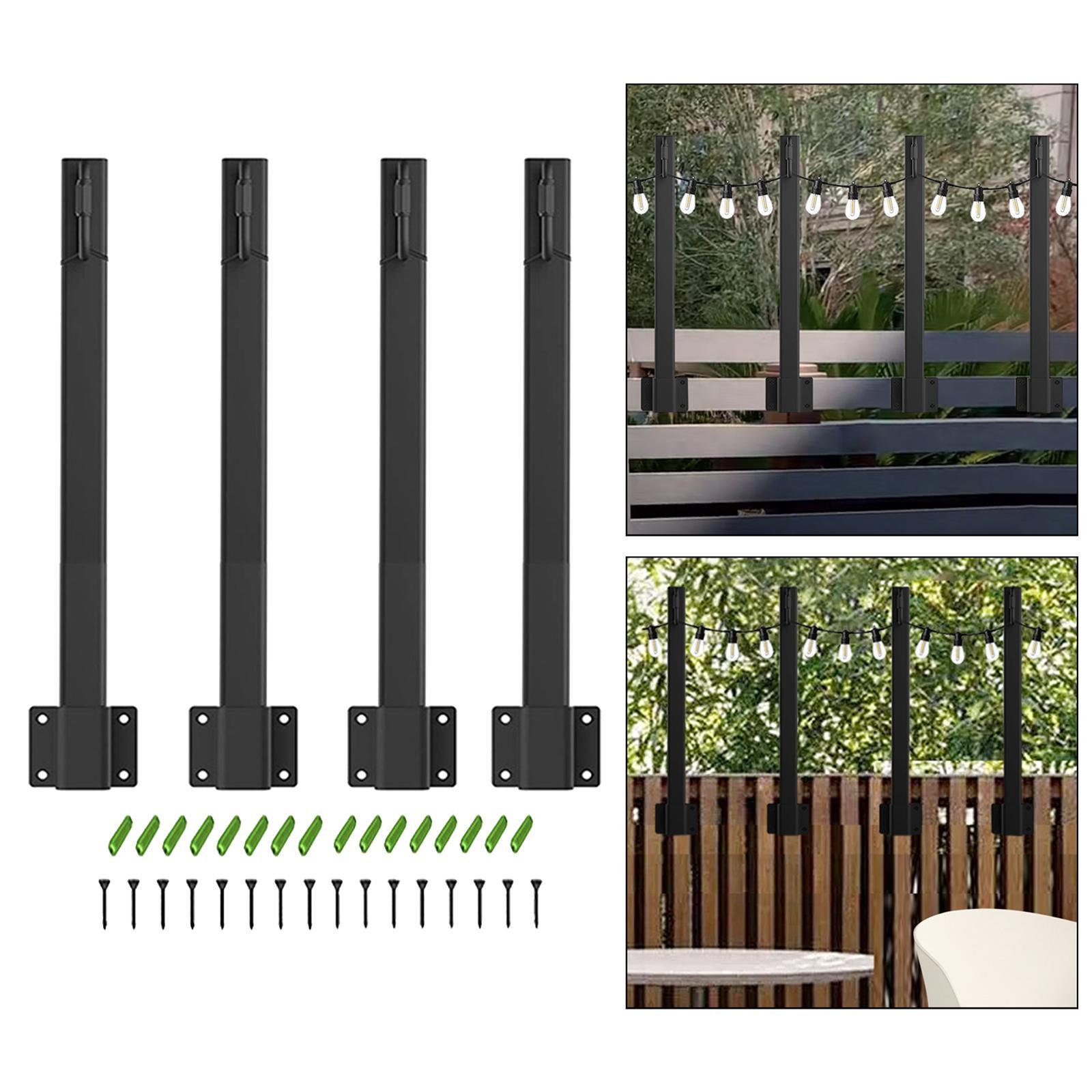 4Pcs Patio Lighting Stand String  Metal Poles for Wedding Garden