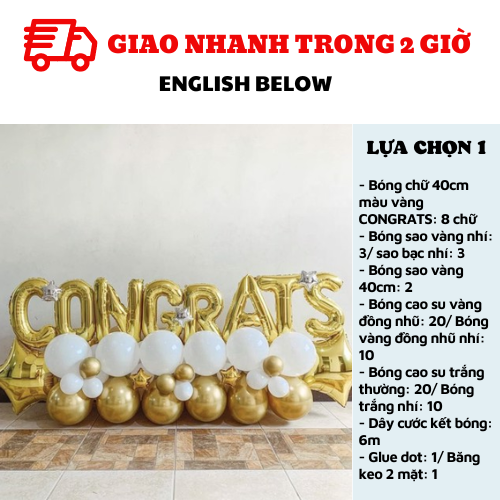 Bộ bóng trang trí tốt nghiệp màu vàng - Graduation combo ltn35