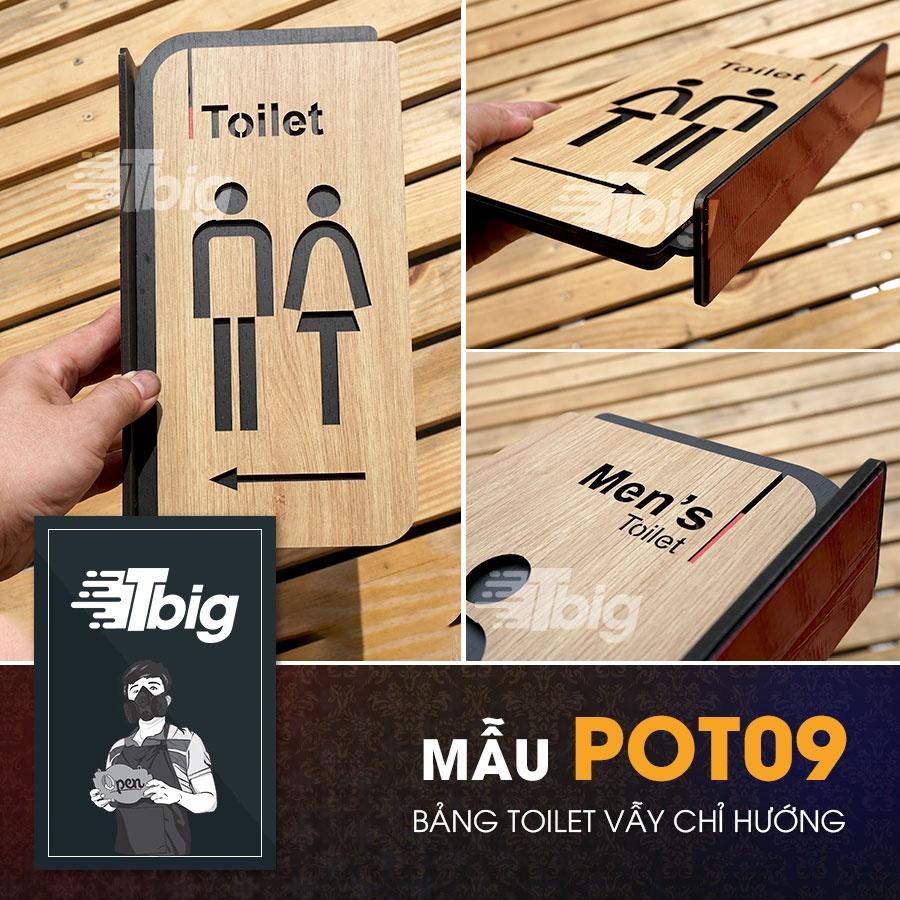 Bảng toilet gỗ chỉ hướng loại bảng vẫy thiết kế sang trọng đẳng cấp