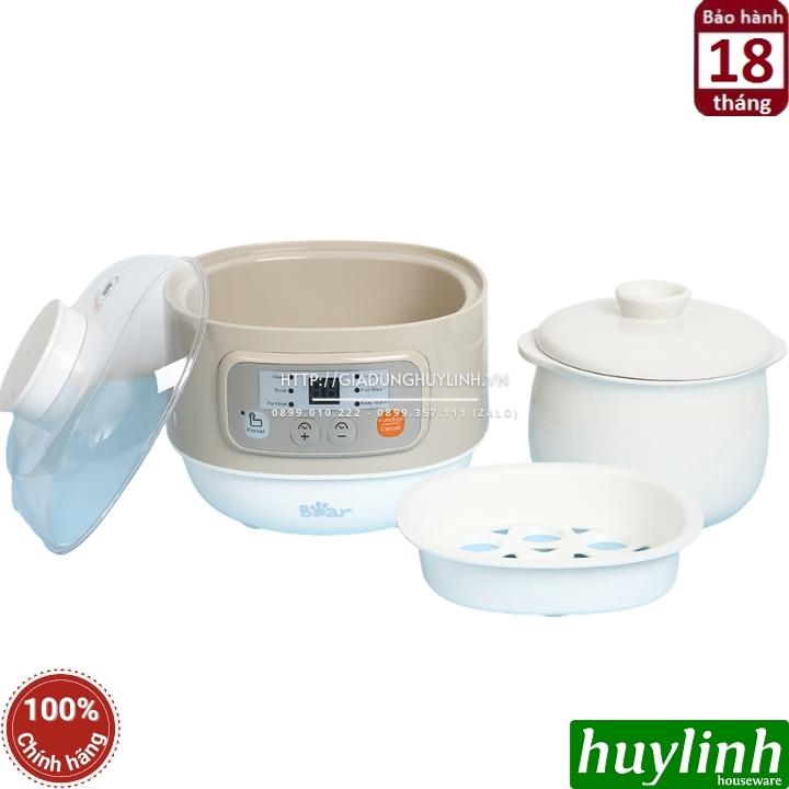 Nồi nấu chậm - chưng yến - nấu cách thuỷ Bear DDZ-A08D1 [A08G2] - 0.8 lít - Kèm xửng hấp - Hàng chính hãng