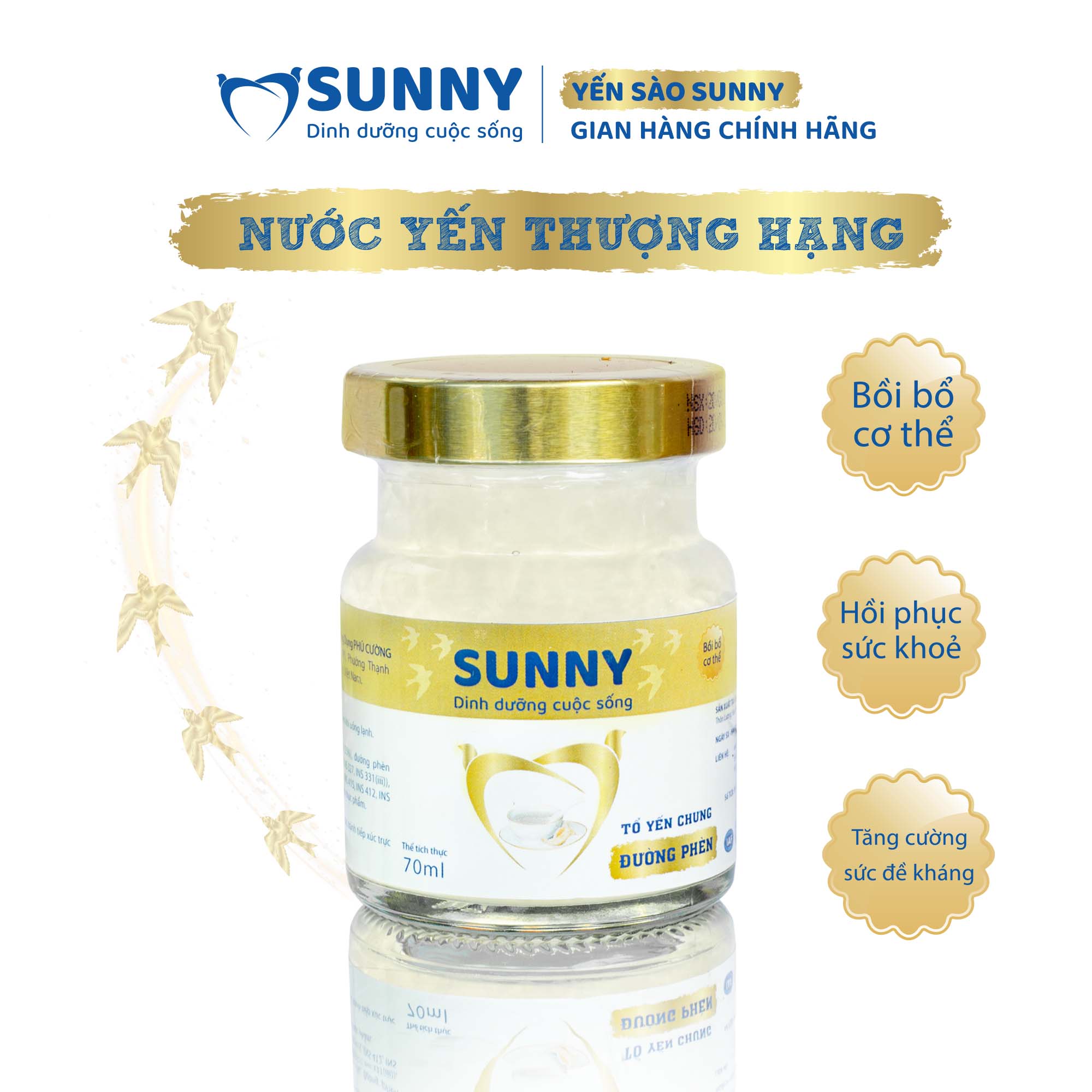 Yến sào đường phèn - Yến Sào Khánh Hòa chưng sẳn - 25% Yến thô - 70ml/hũ - Yến sào SUNNY