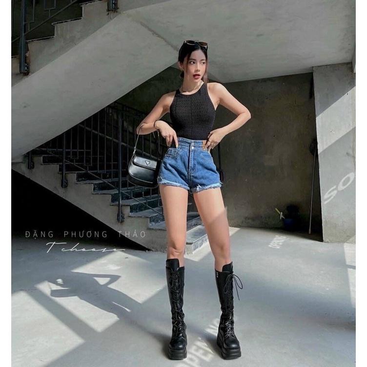 Áo ba lỗ nữ chất len mỏng dệt kim croptop hàng QC