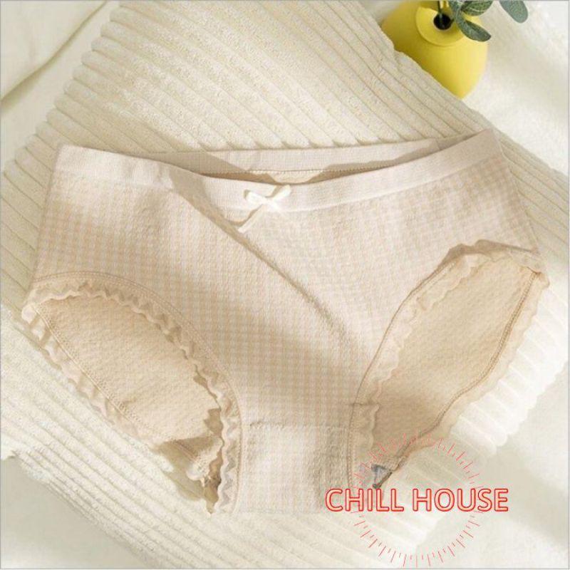 MỚI*ĐƯỢC CHỌN MÀU- Quần lót cotton kẻ nơ kháng khuẩn CHỐNG VIÊM - CHILLHOUSE