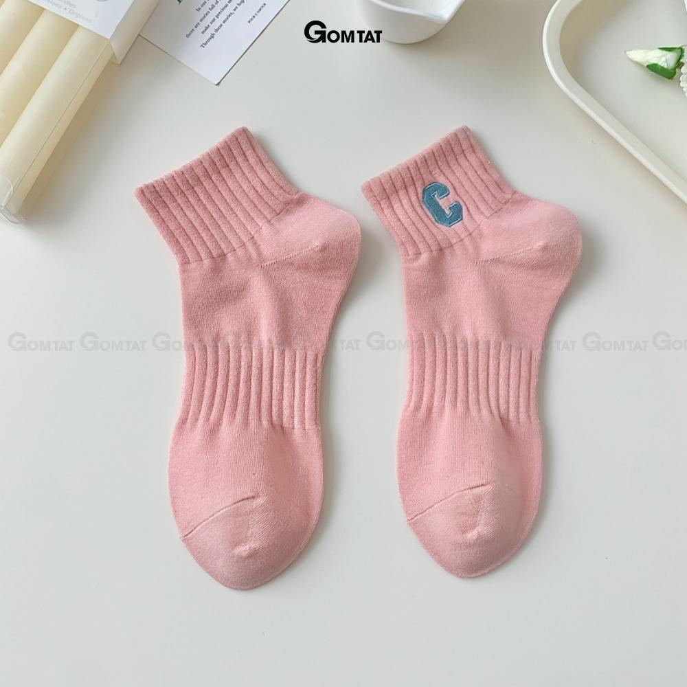 Tất vớ nữ cổ ngắn cao cấp GOMTAT mẫu chữ C, chất liệu cotton mềm mại, thấm hút, thoáng khí - PO-CONGAN-C-3014-1DOI