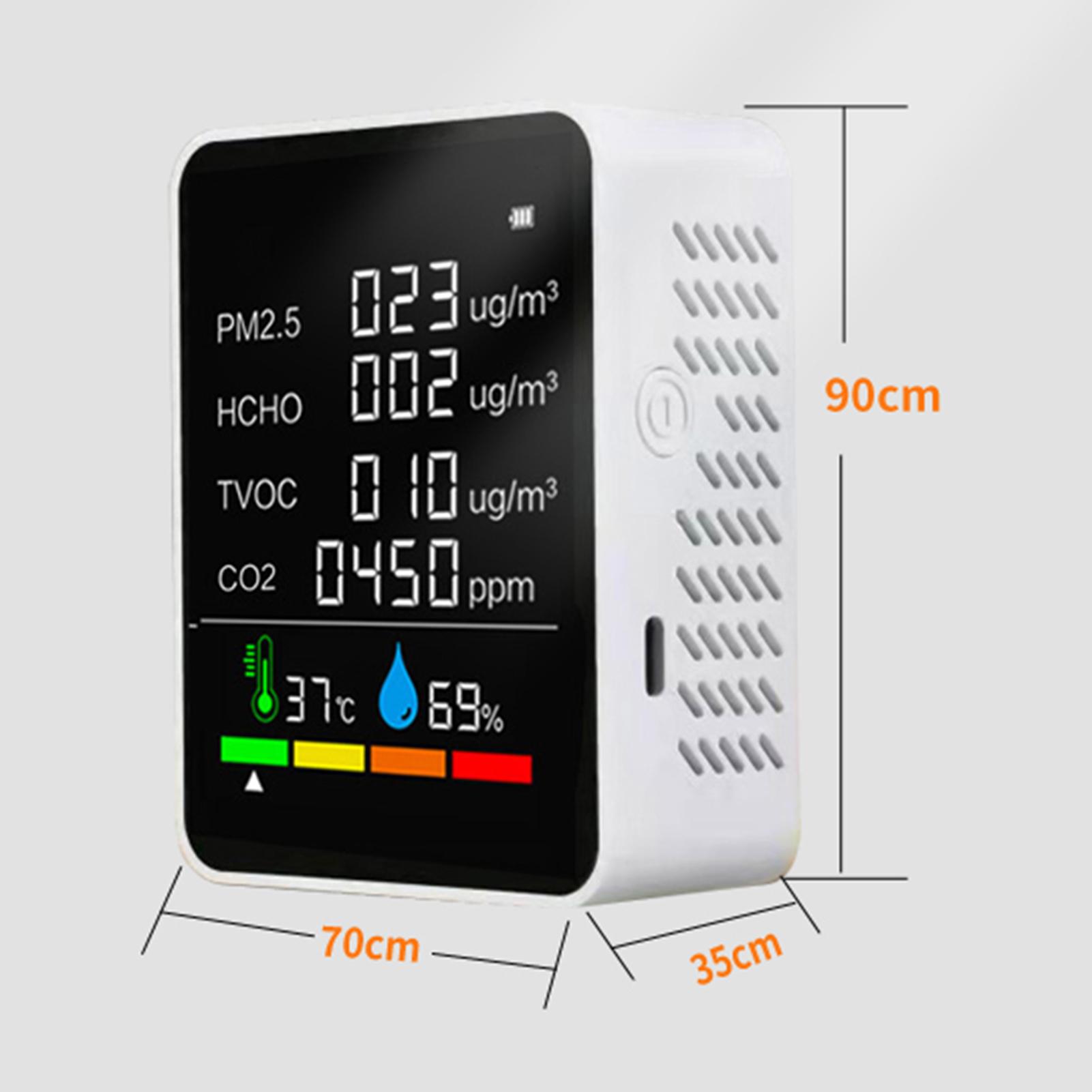 Multi-use 6 in 1 CO2 Meter Digital Temperature Humidity Tester Carbon Dioxide TVOC HCHO Detector Air Quality Monitor