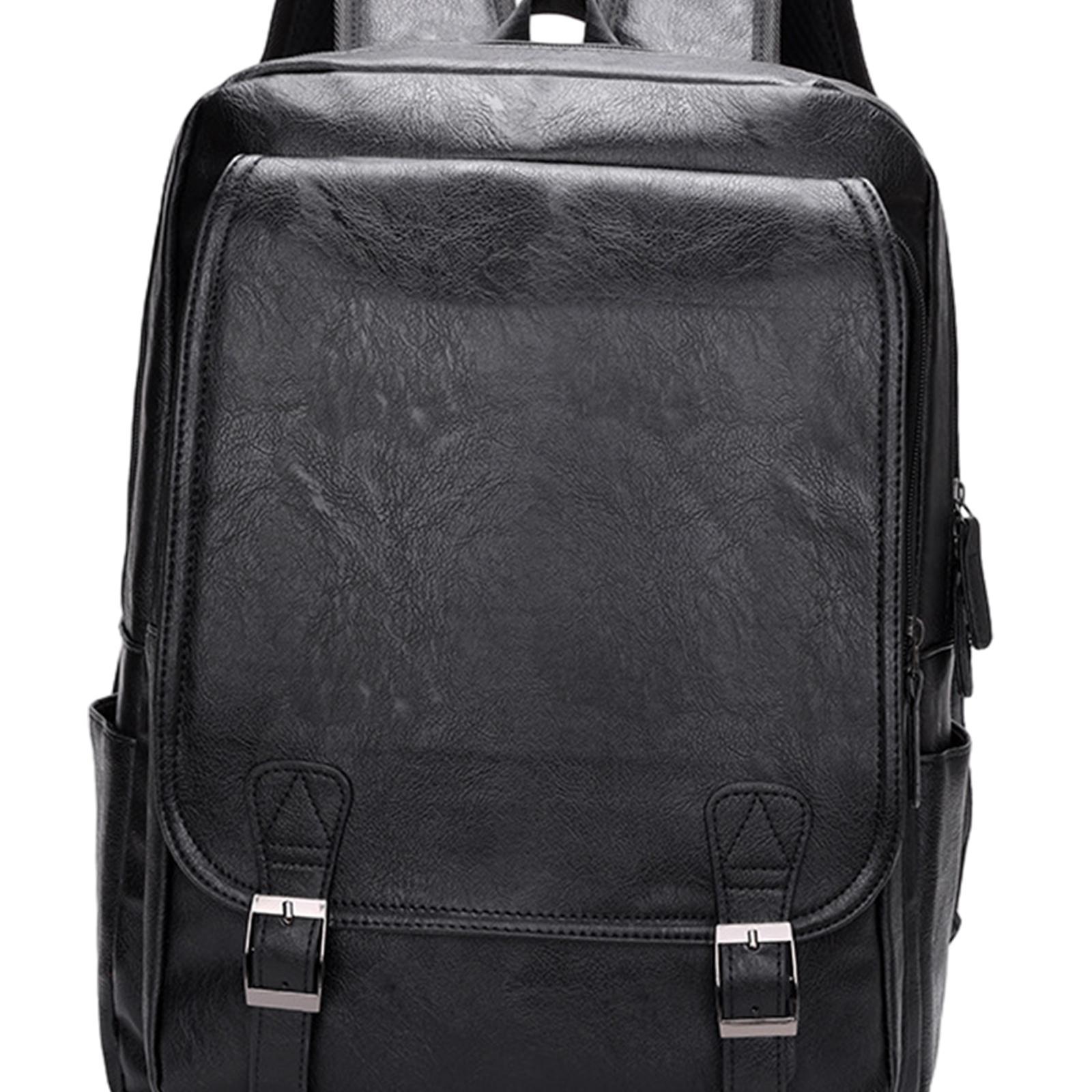 Laptop Backpack Men's PU Leather Backpack for Notebook Bookbag Casual Daypack Rucksack for Hiking Office Travel Work Shopping