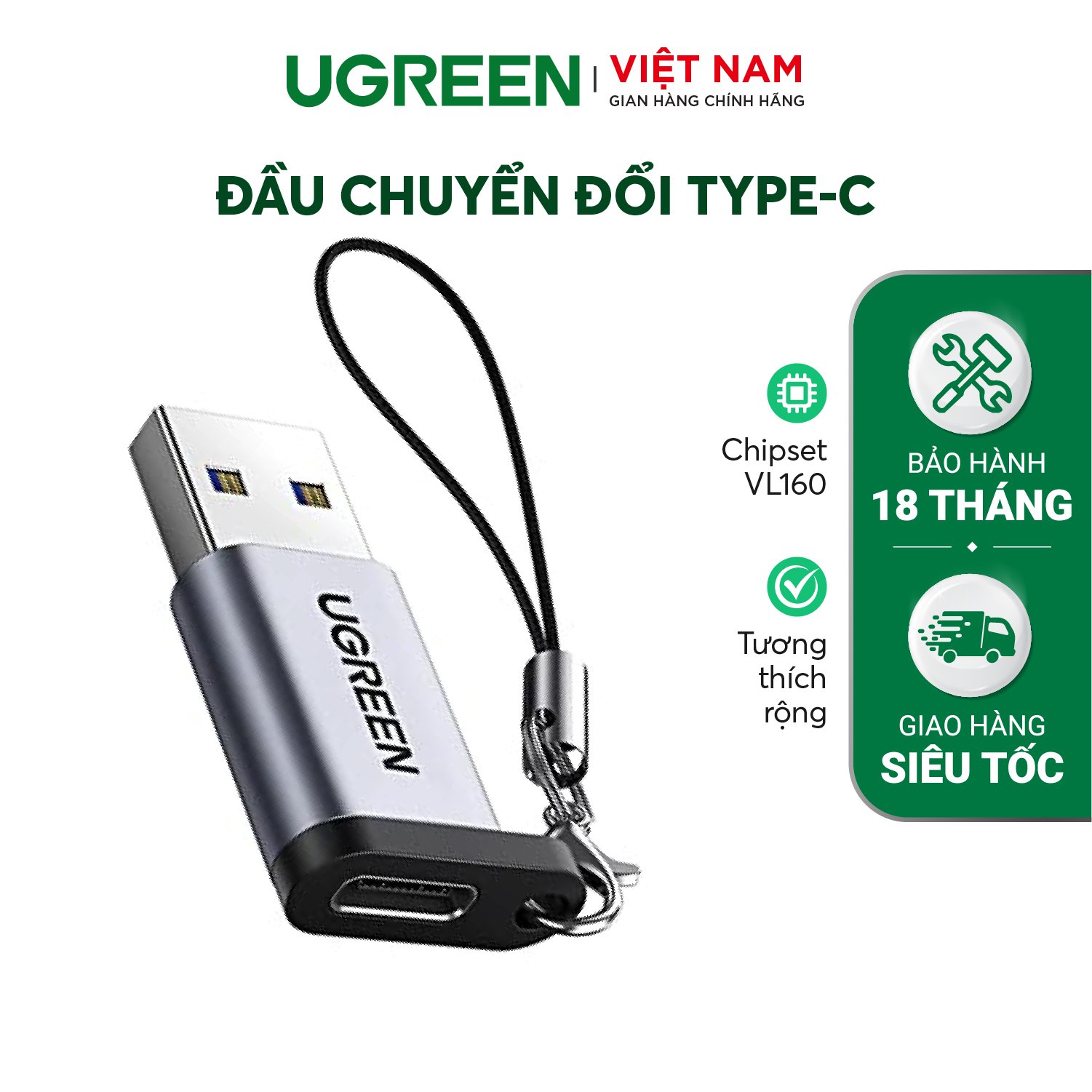 Hình ảnh Đầu chuyển đổi USB-C sang USB 3.0, dùng cho PC, laptop, macbook, điện thoại... UGREEN US204 US276 - Hàng chính hãng