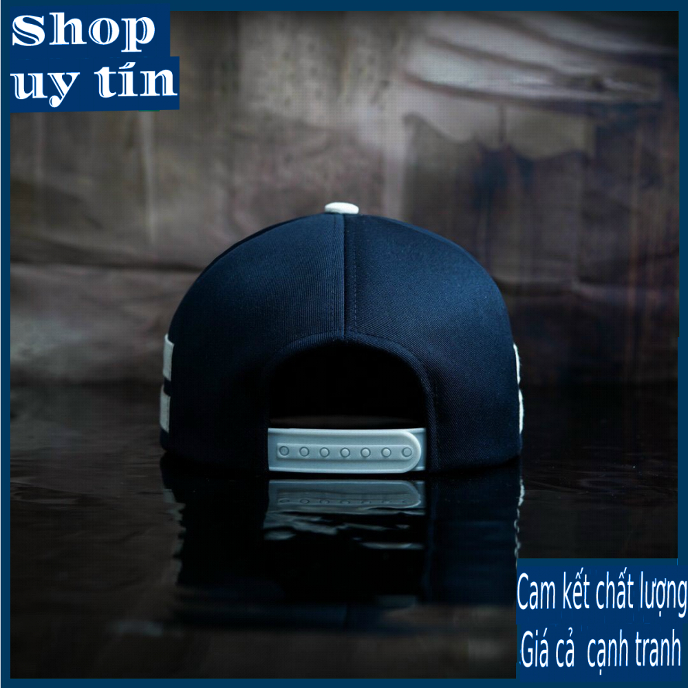 Freeship - MŨ NÓN KẾT LƯỠI TRAI SNAPBACK XANH NAVY SỌC TRẮNG THỜI TRANG NAM NỮ CHẤT LƯỢNG CAO CẤP