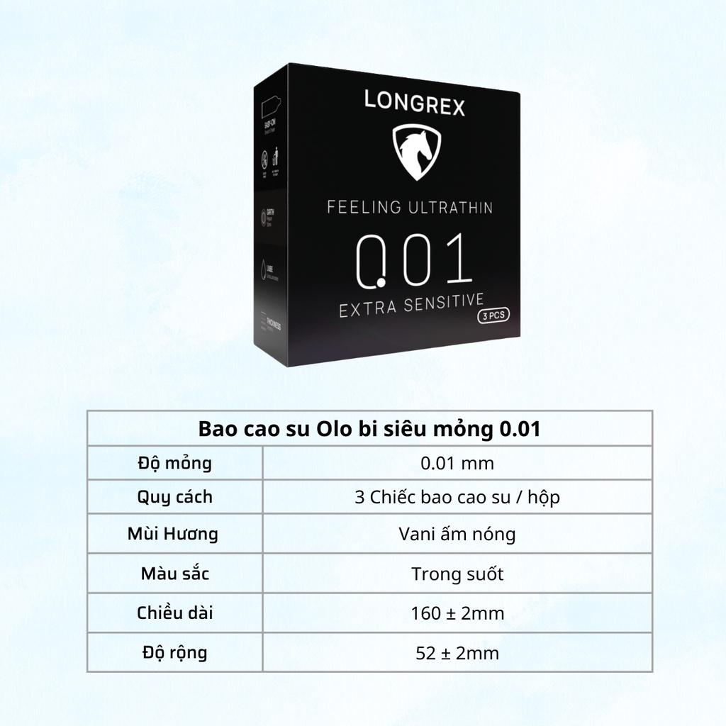 Bao cao su siêu mỏng Longrex invisible 0.01mm combo 1 hộp invisible, 1 hộp extra sentisive