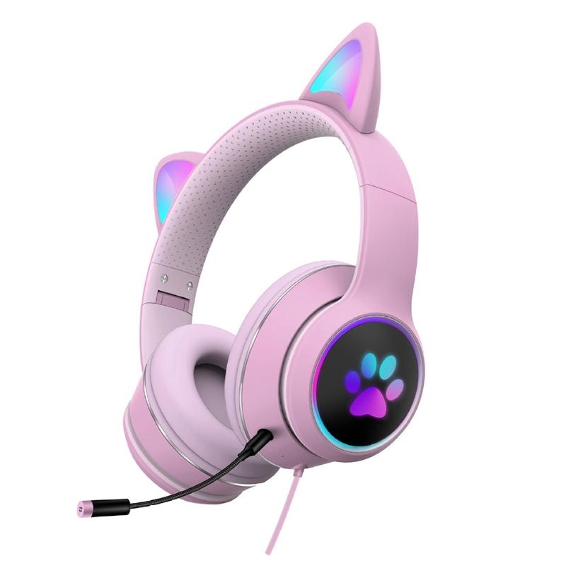 Máy Tính Chơi Game Cắm Tai Nghe Tai Mèo Hình Dạ Quang Tai Nghe Trực Tuyến Cấp Trò Chơi Học Tập Làm Việc Dropshipping