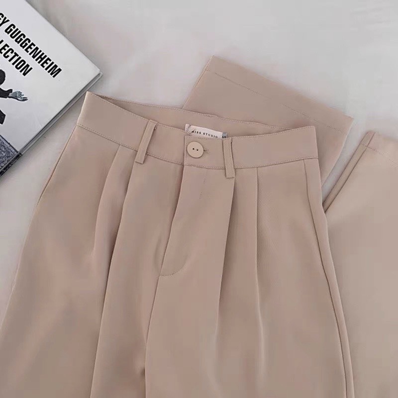 Quần ống rộng nữ lưng cao ,quần ống suông rộng xếp ly trước Cun Fashion vải tuyết mưa đanh,form quần chuẩn đẹp công sở